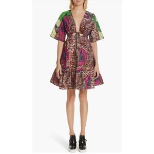 Stella McCartney Gabrielle Mini Dress Cutout Back Patterned Size US 12
